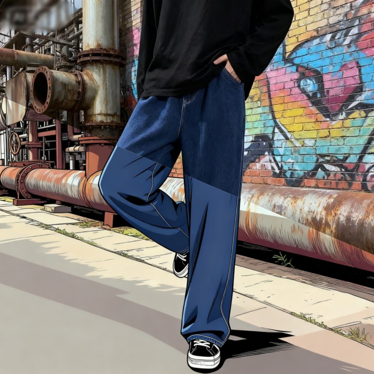 Streetwear Brand Denim - Estilo coreano streetwear nova moda baggy